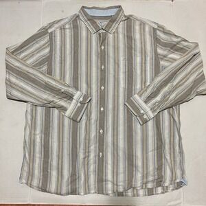 Tommy Bahama Button Up Long Sleeve Shirt Size XL Striped‎ Pima Cotton Blend Mens